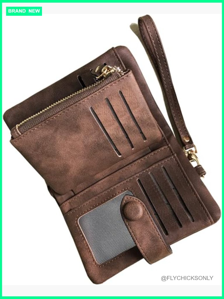 Small Bifold Leather Wallet Rfid Blocking Wristlet Card Holder Coin Purse Ladies